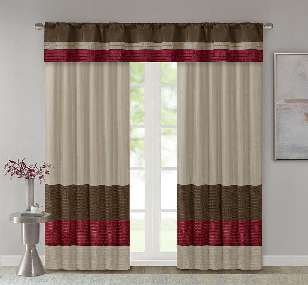 Olliix.com Curtains - Amherst 84 H Polyoni Pintuck Window Panel Red