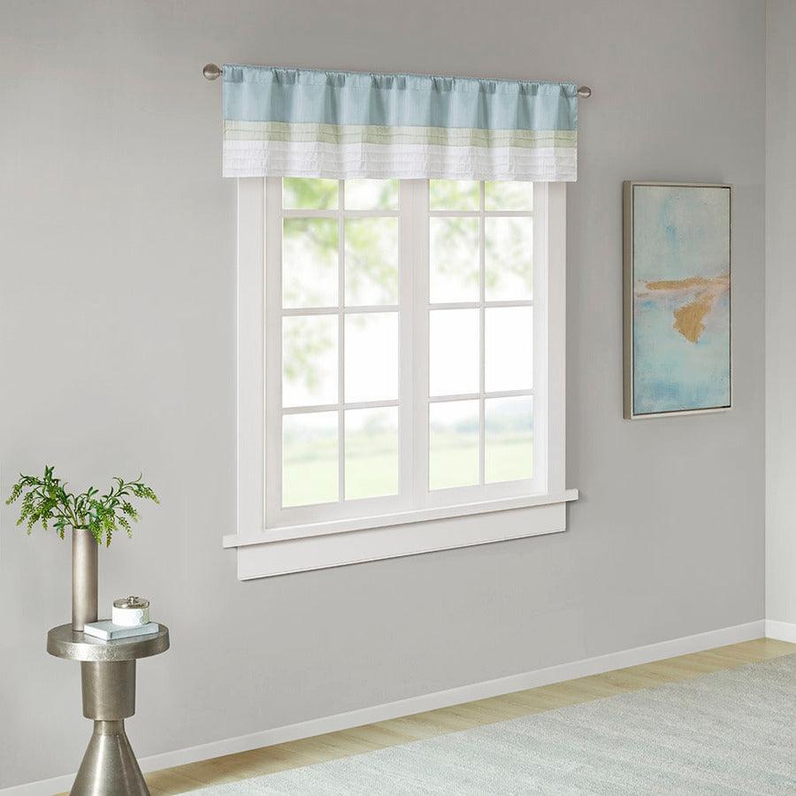 Olliix.com Curtains - Amherst Transitional Polyoni Pintuck Window Valance 50x18" Green