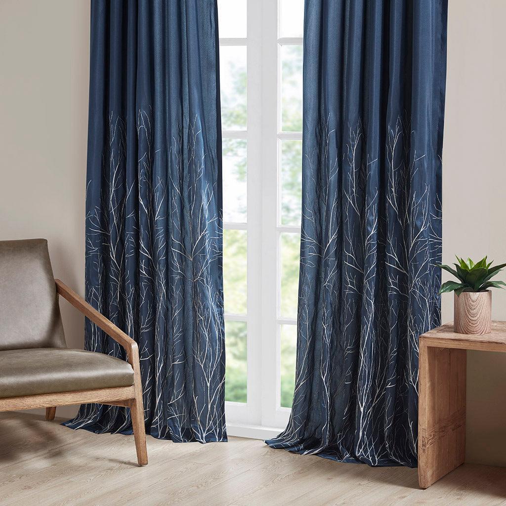 Olliix.com Curtains - Andora 84 H Window Panel Navy