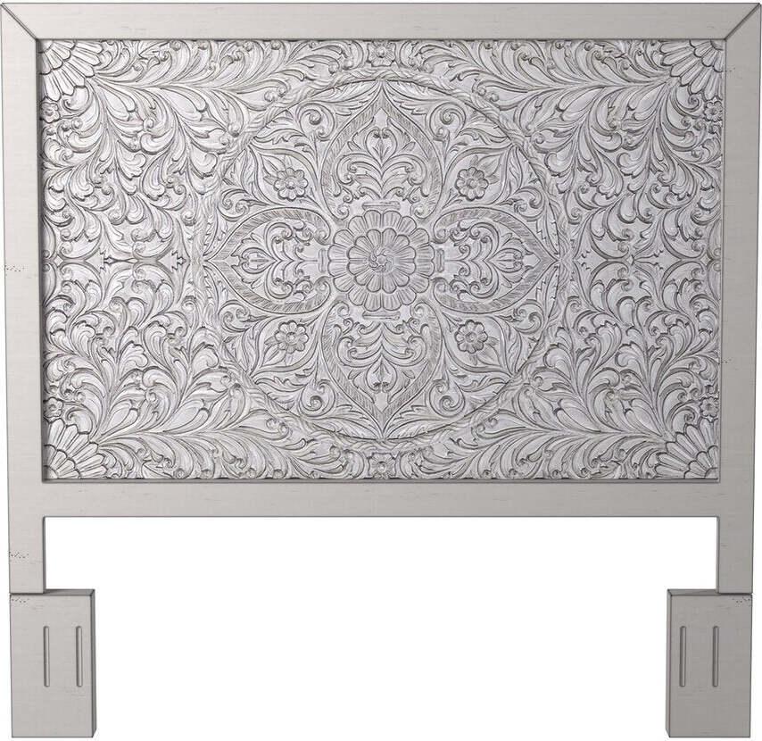 Gray carved mahogany floral deals medallion verena headboard