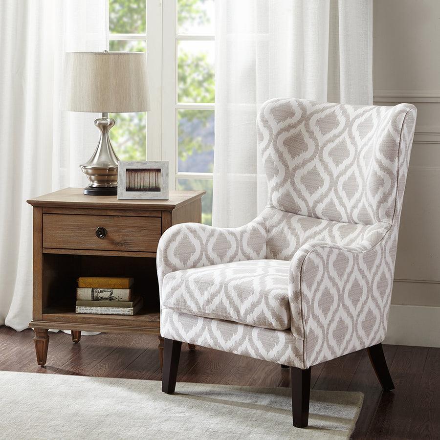 Olliix.com Accent Chairs - Arianna Swoop Wing Chair Gray & White