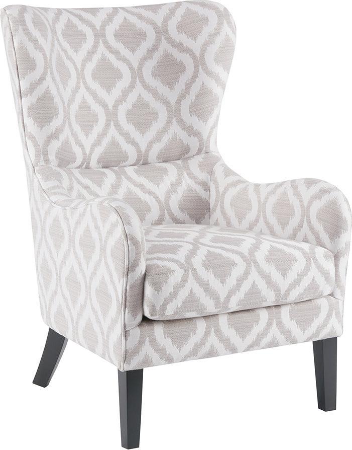 Olliix.com Accent Chairs - Arianna Swoop Wing Chair Gray & White