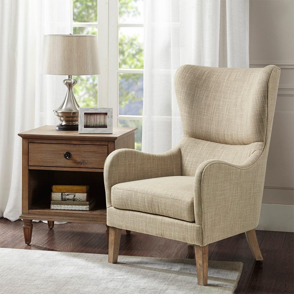 Olliix.com Accent Chairs - Arianna Swoop Wing Chair Taupe