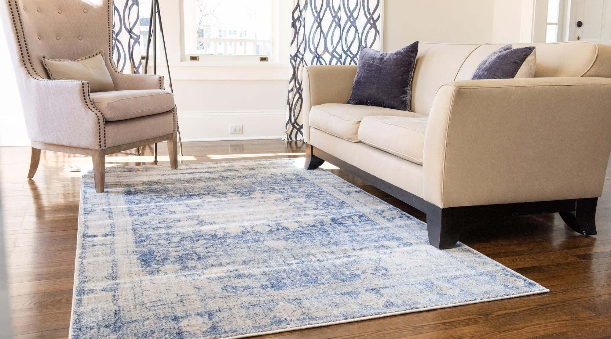 Unique Loom Indoor Rugs - Asheville 4' x 6' Rectangle Rug Navy Blue