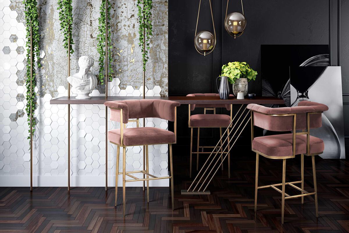 Blush velvet bar online stools