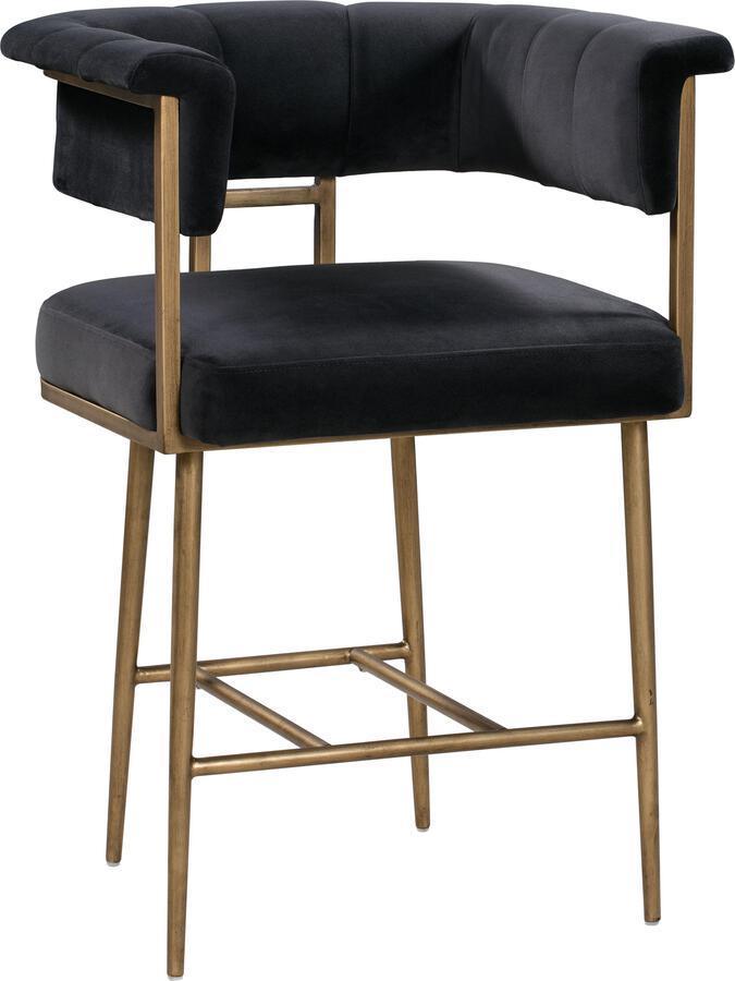 Tov Furniture Barstools - Astrid Grey Velvet Counter Stool