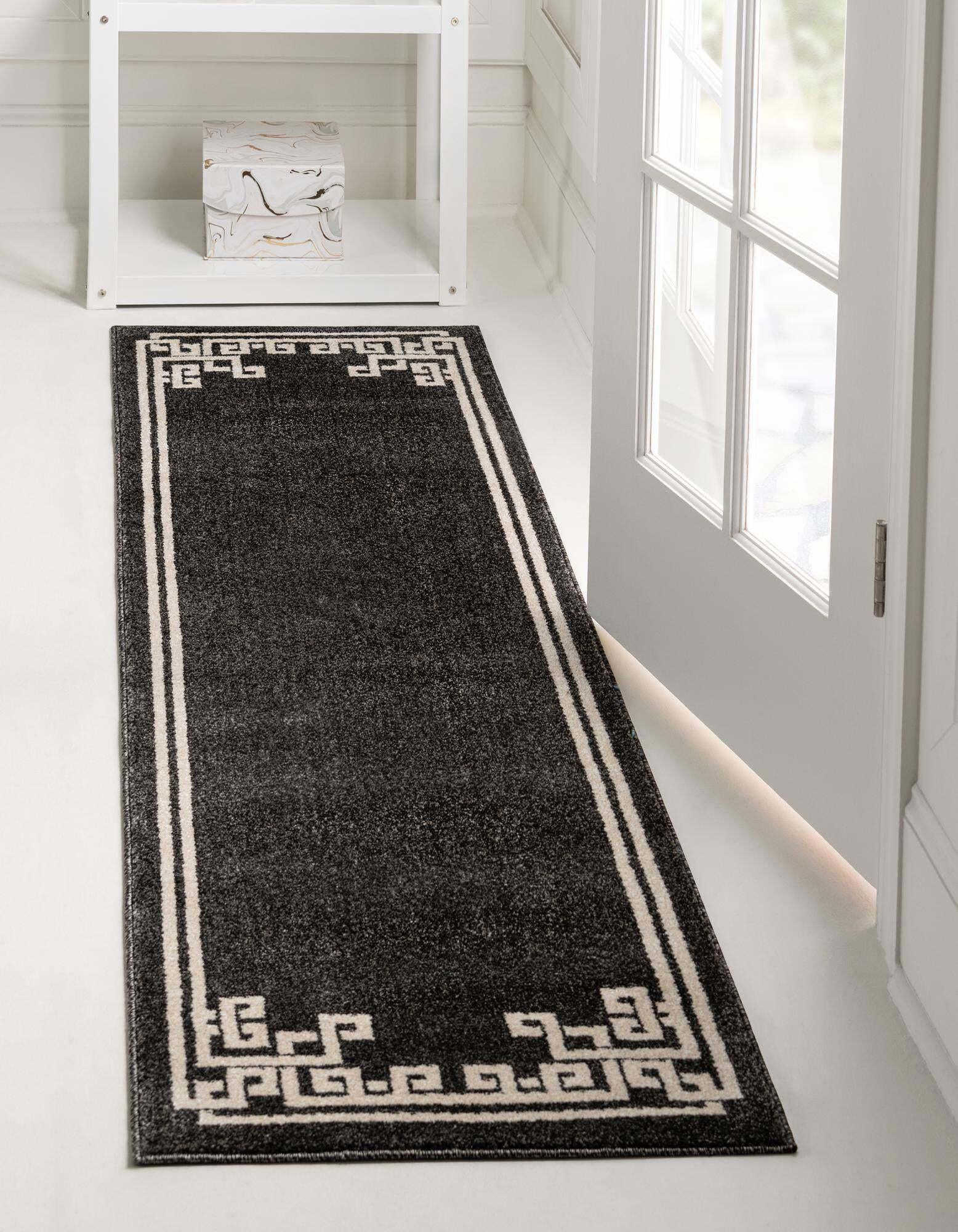 Unique Loom Indoor Rugs - Athens 2' 7 x 10' Runner Rug Black