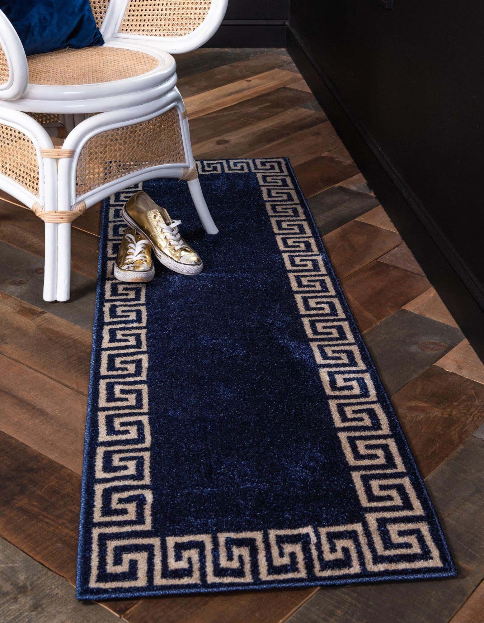 Unique Loom Indoor Rugs - Athens 2' 7 x 10' Runner Rug Navy Blue