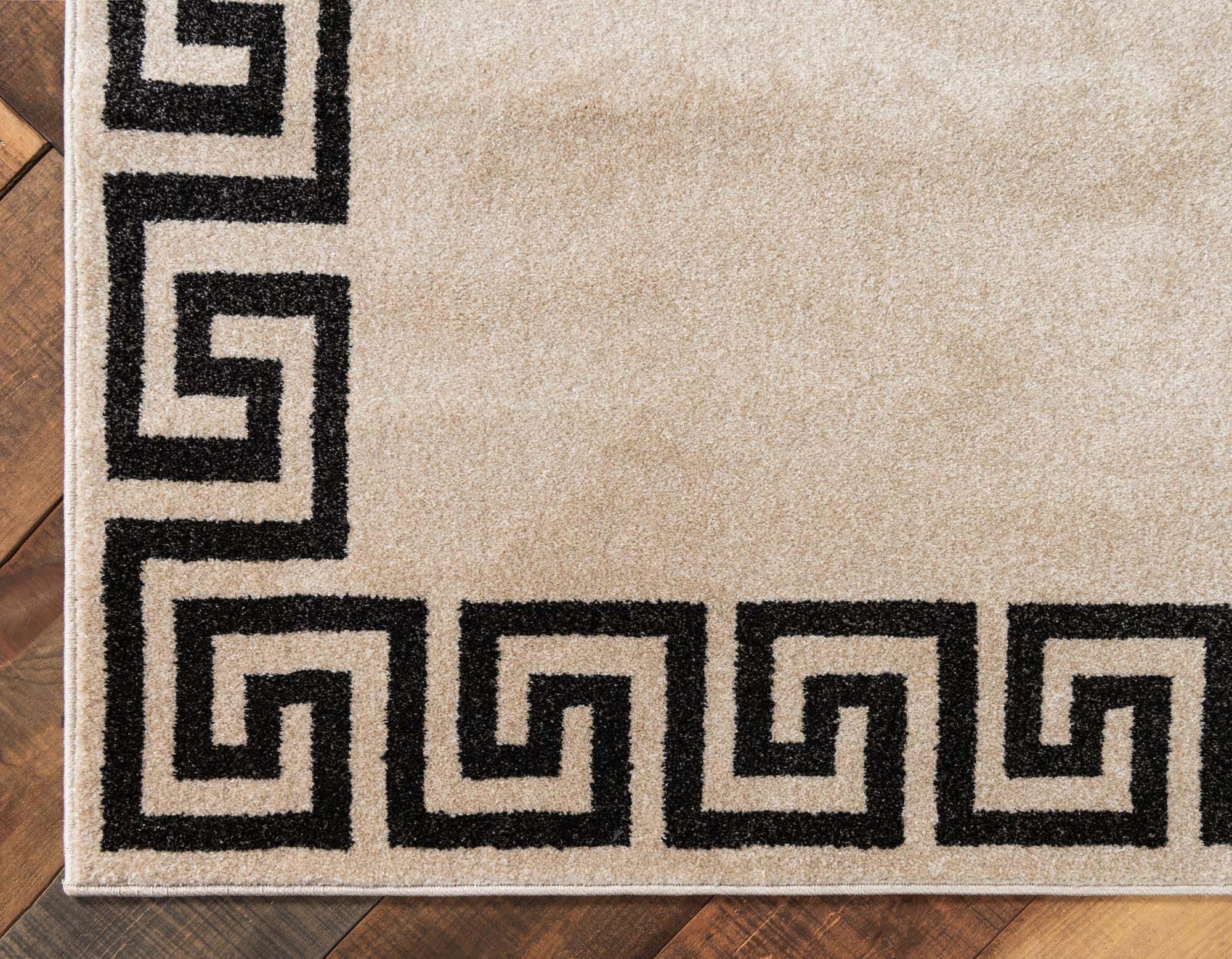 Unique Loom Indoor Rugs - Athens 2' x 6' Runner Rug Beige/Black