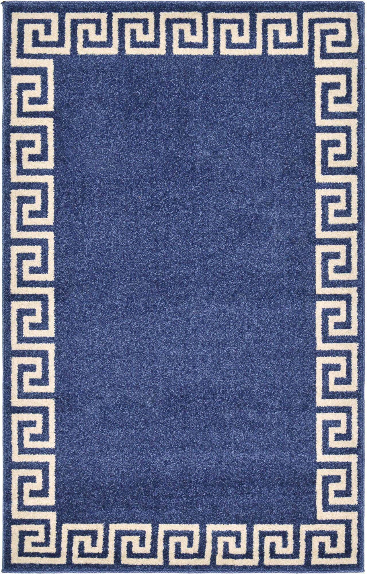 Unique Loom Indoor Rugs - Athens 3' 3 x 5' 3 Rectangle Rug Navy Blue