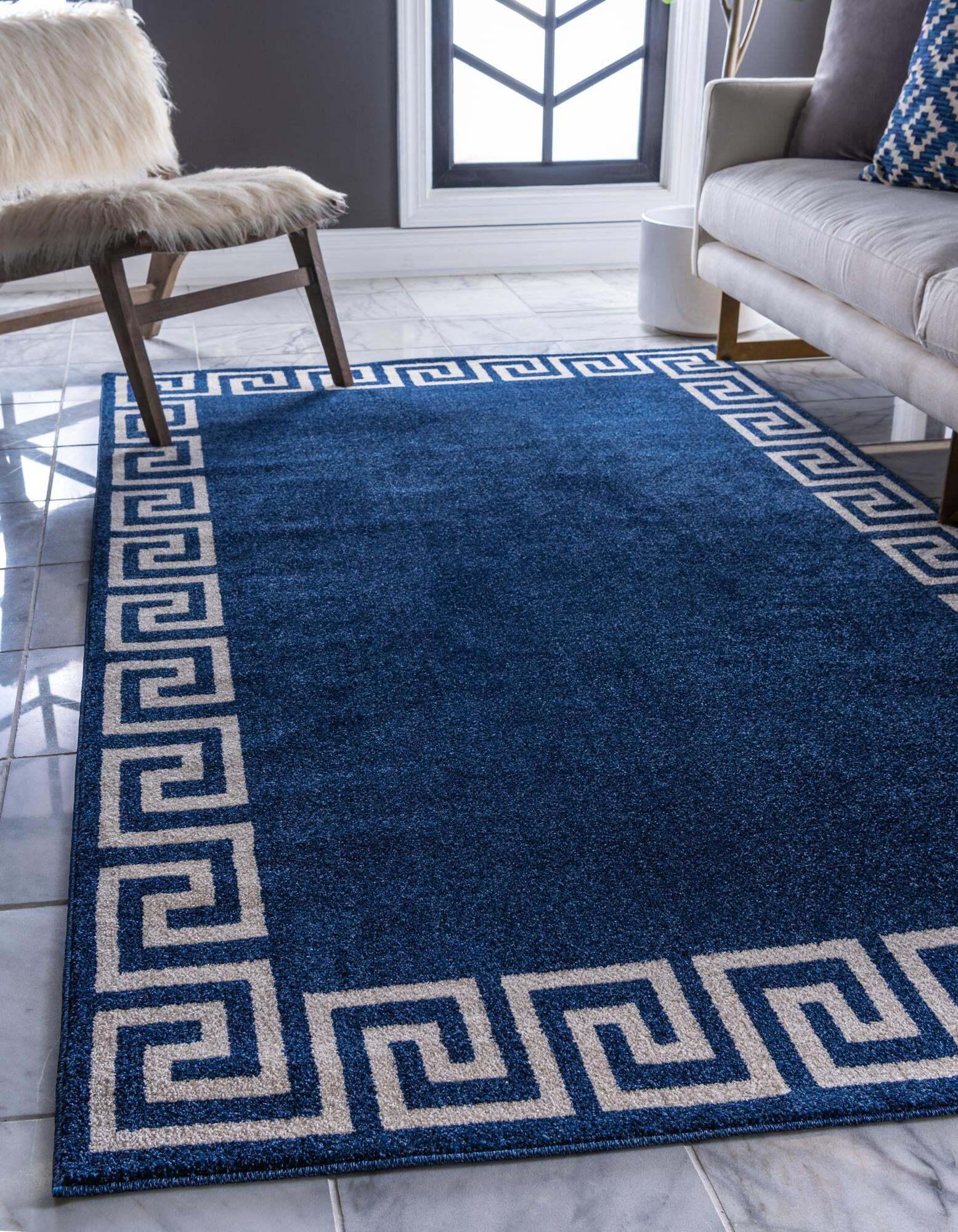 Unique Loom Indoor Rugs - Athens 3' 3 x 5' 3 Rectangle Rug Navy Blue