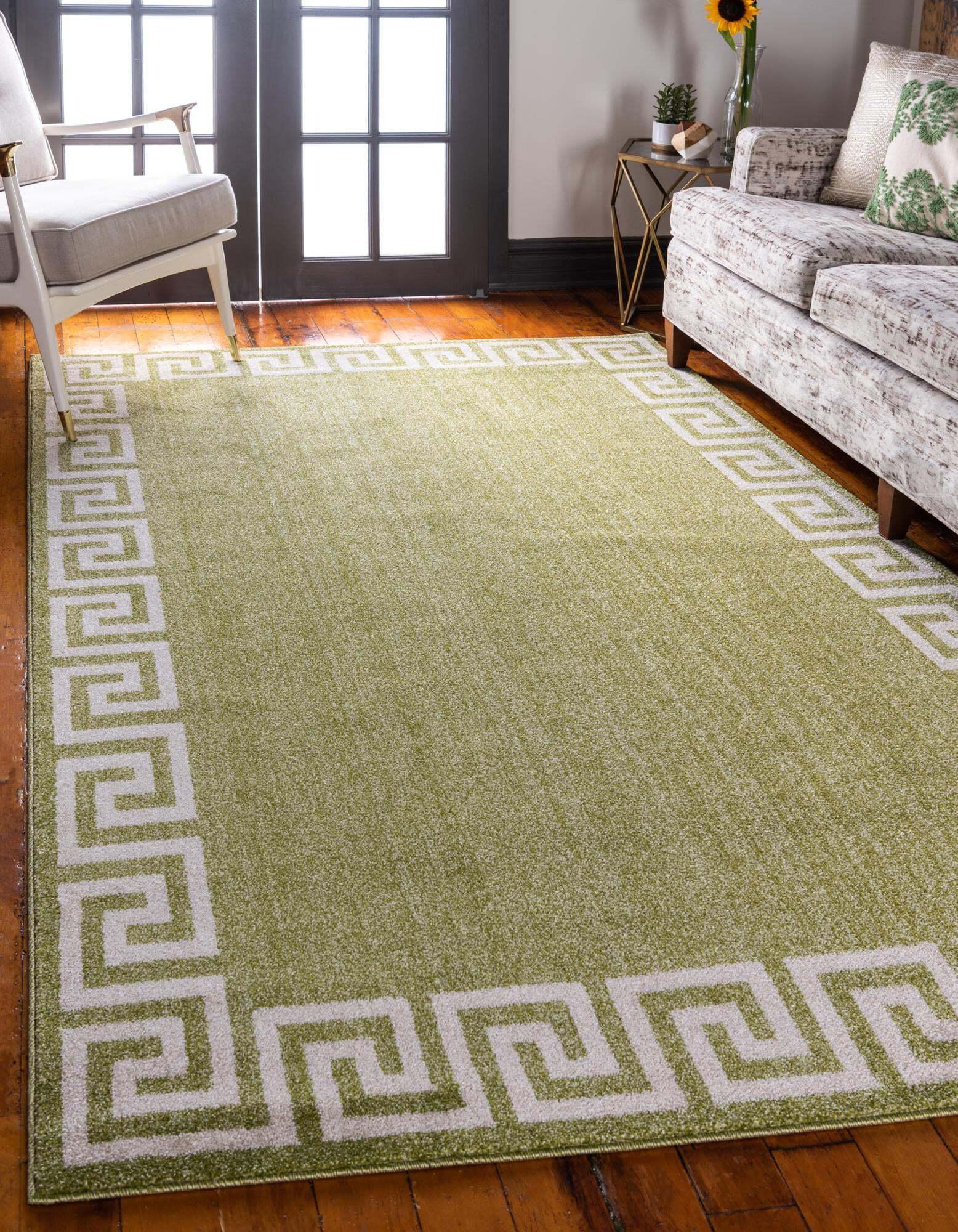 Unique Loom Indoor Rugs - Athens 5' x 8' Rectangle Rug Light Green