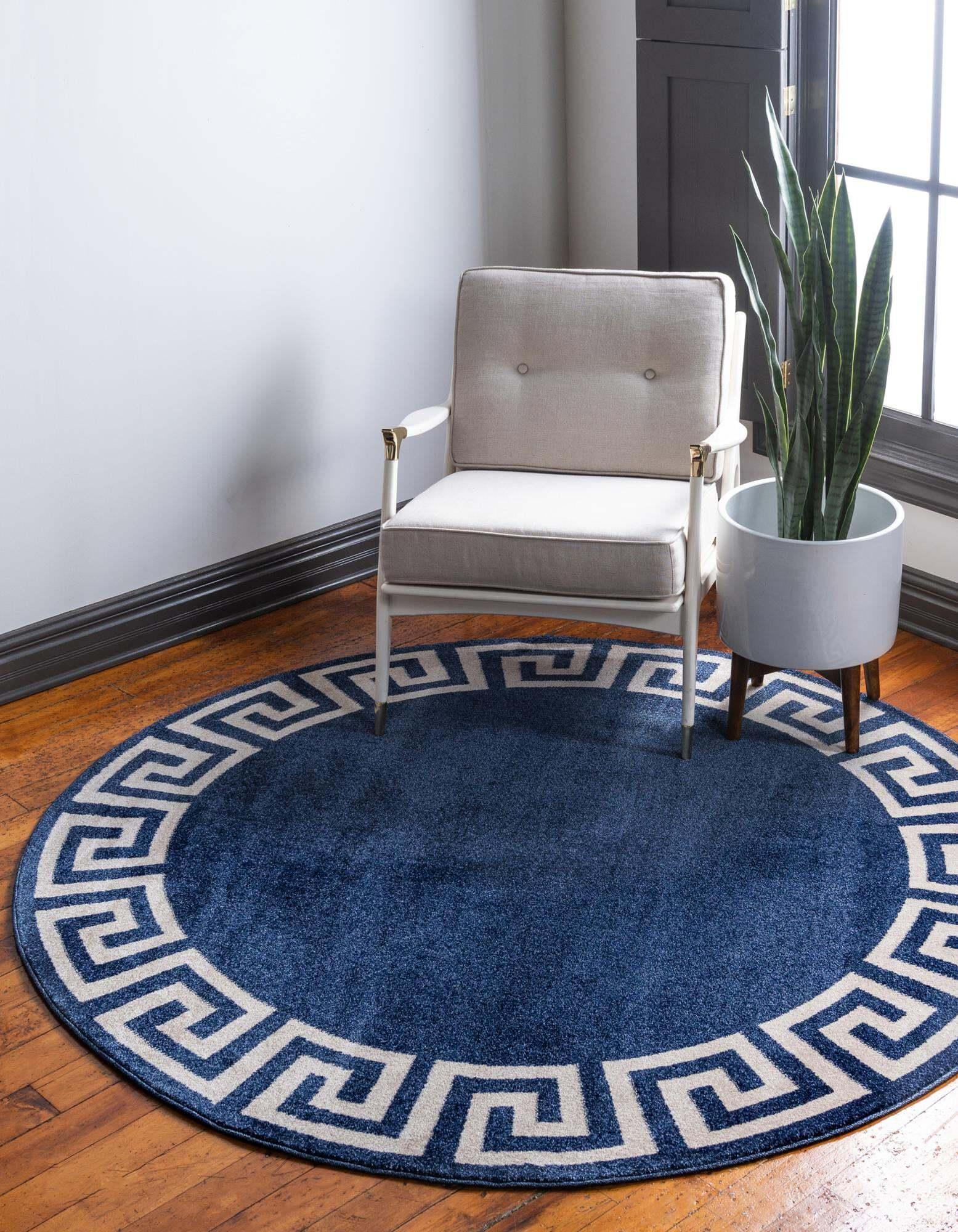 Shop Athens 6' x 6' Round Rug Navy Blue, Indoor Rugs