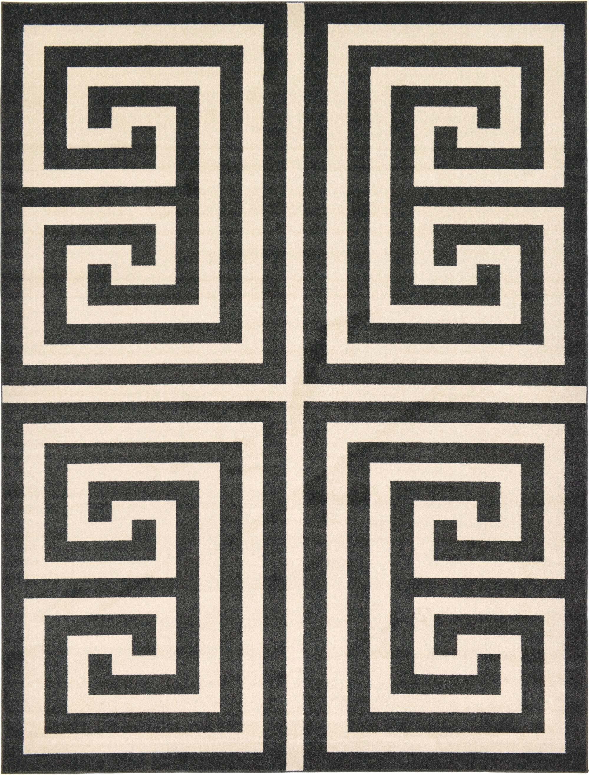 Unique Loom Indoor Rugs - Athens 9' x 12' Rectangle Rug Black