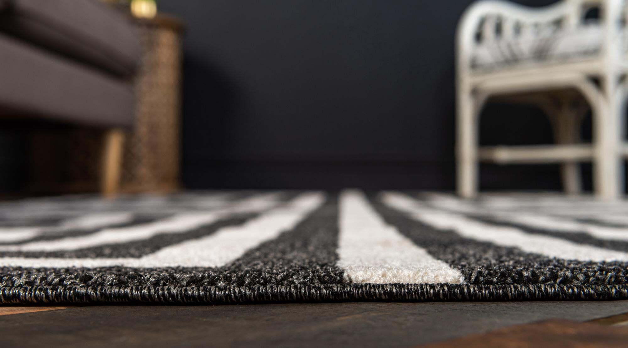 Unique Loom Indoor Rugs - Athens 9' x 12' Rectangle Rug Black