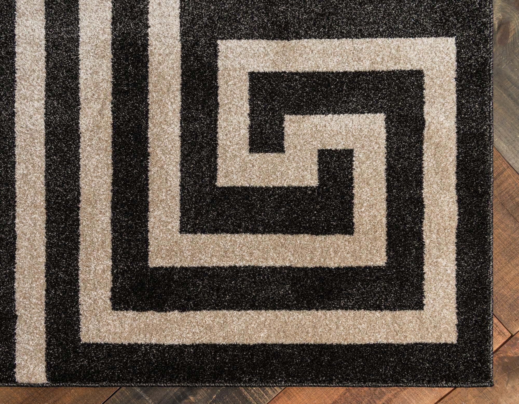 Unique Loom Indoor Rugs - Athens 9' x 12' Rectangle Rug Black