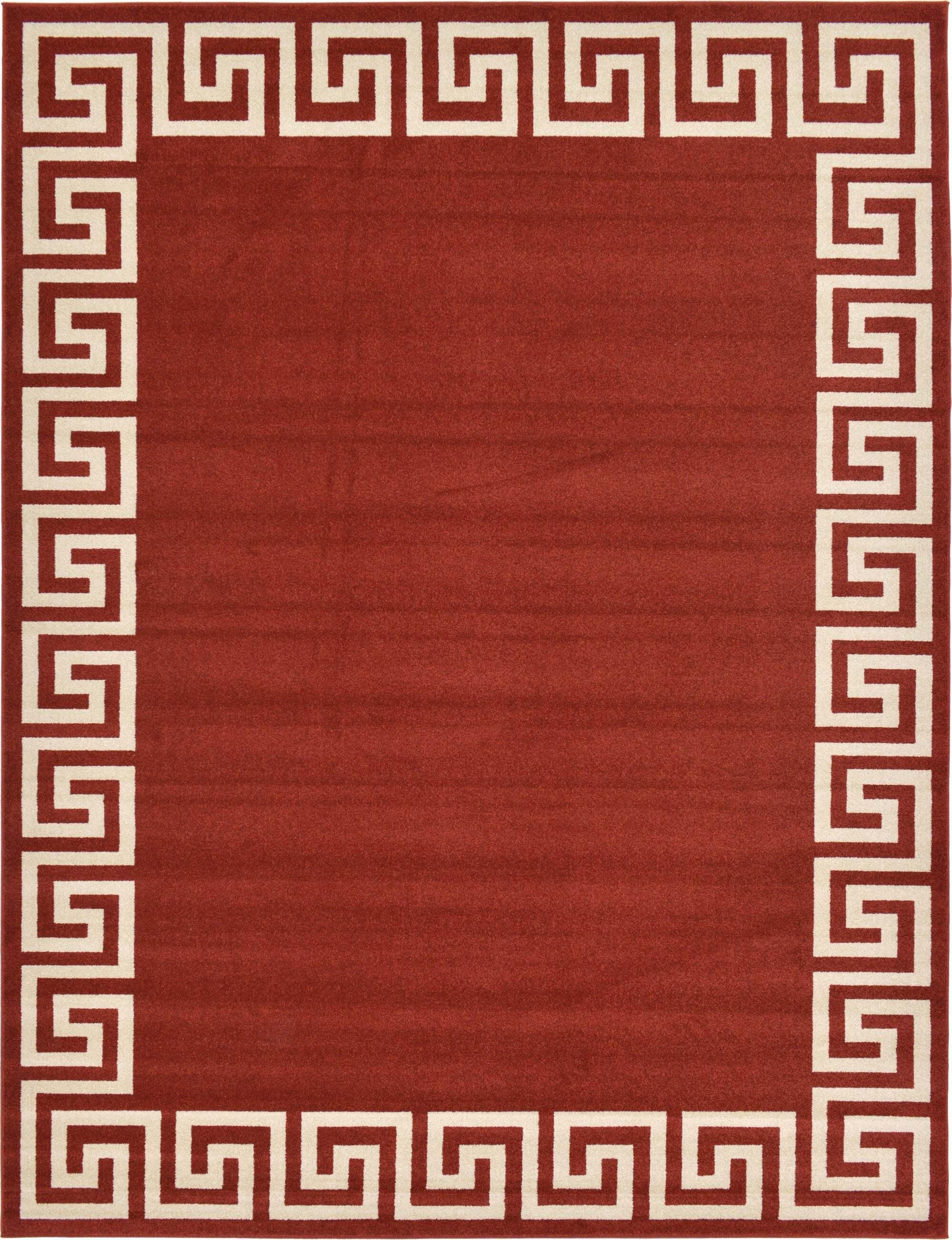 Unique Loom Indoor Rugs - Athens 9' x 12' Rectangle Rug Burgundy