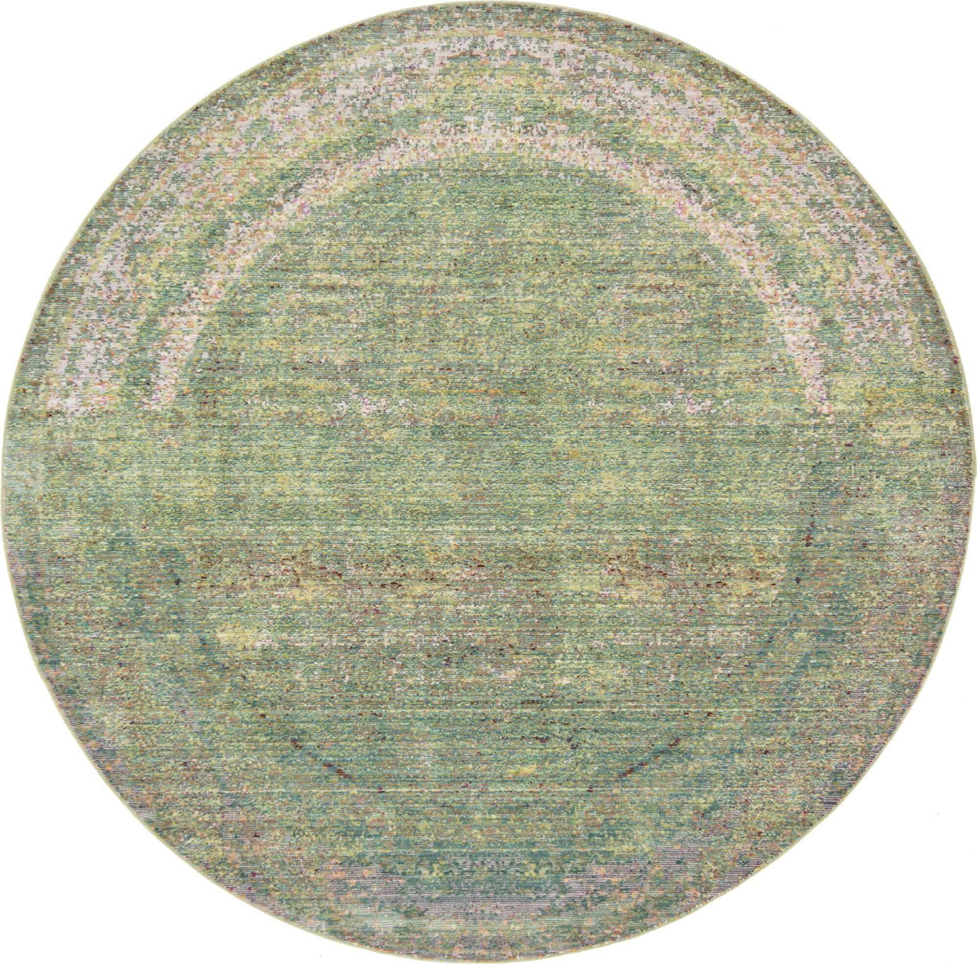 Unique Loom Indoor Rugs - Austin Abstract 6 Ft Round Rug Round Rug Green & Beige