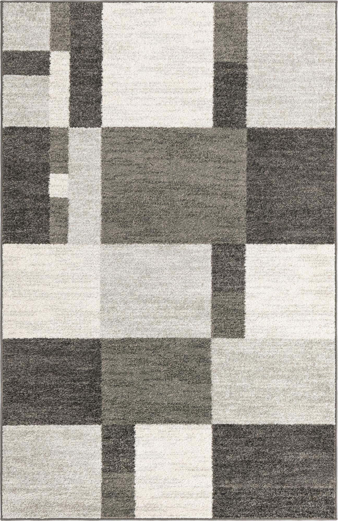 Unique Loom Indoor Rugs - Autumn Geometric 5x8 Rectangular Rug Gray & Ivory