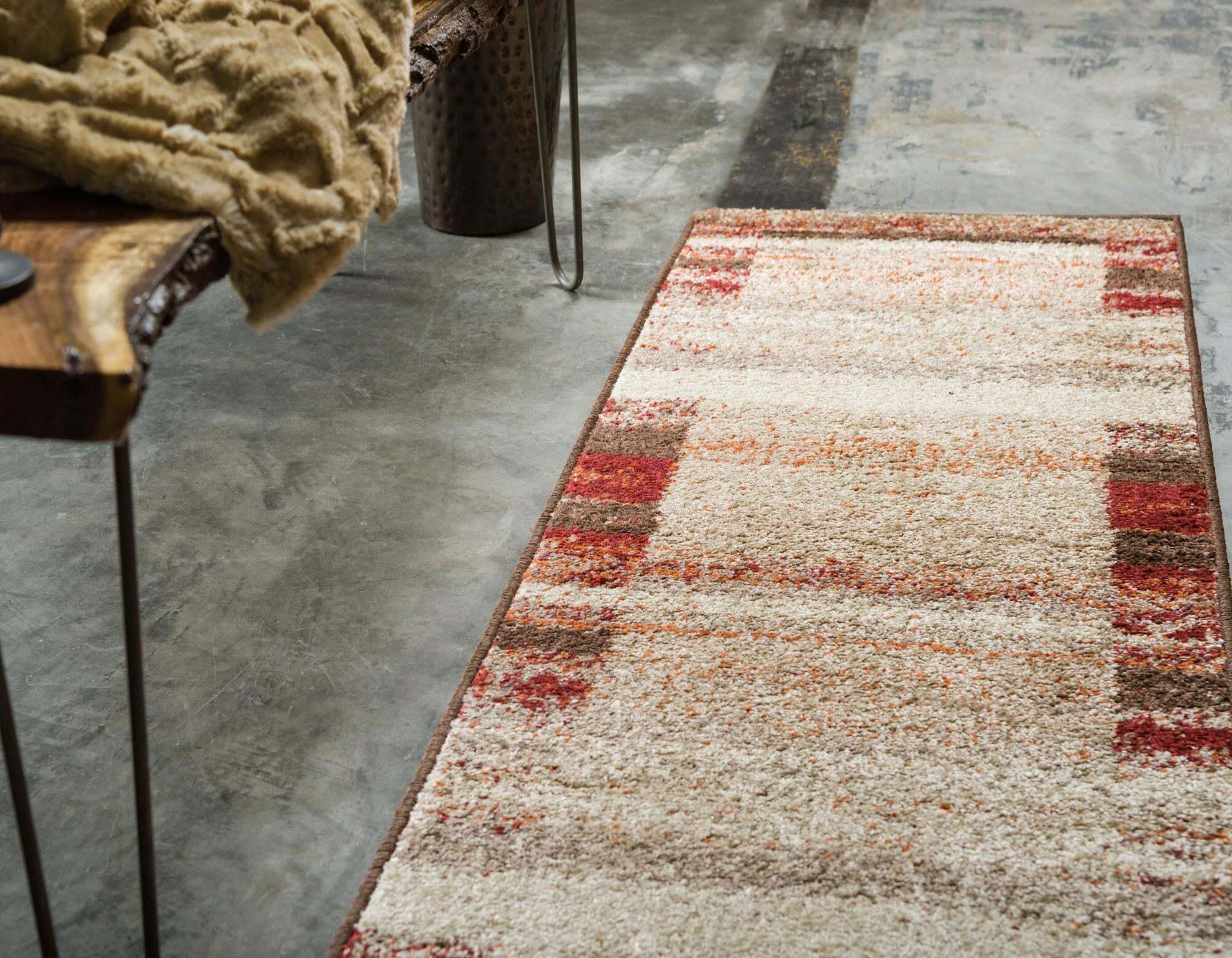 Unique Loom Indoor Rugs - Autumn Striped 6 Ft Runner Rug Beige & Multicolor