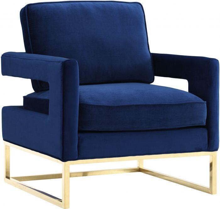 Tov Furniture Accent Chairs - Avery Navy Velvet Chair