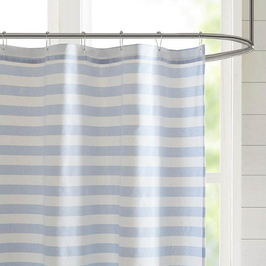 Olliix.com Shower Curtains - Aviana Stripe Blended Yarn Dyed Woven Shower Curtain Navy