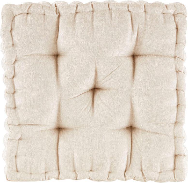 Olliix.com Pillows & Throws - Azza Poly Chenille Square Floor Pillow Cushion Ivory