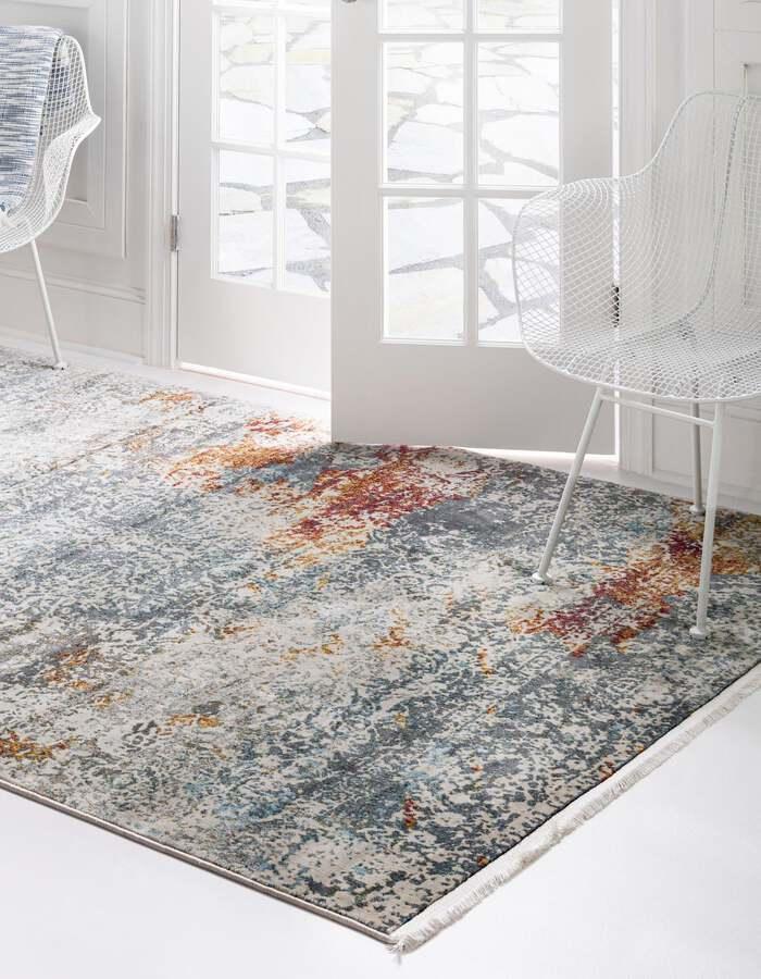 Unique Loom Indoor Rugs - Baracoa Modern 10x13 Rectangular Rug Ivory