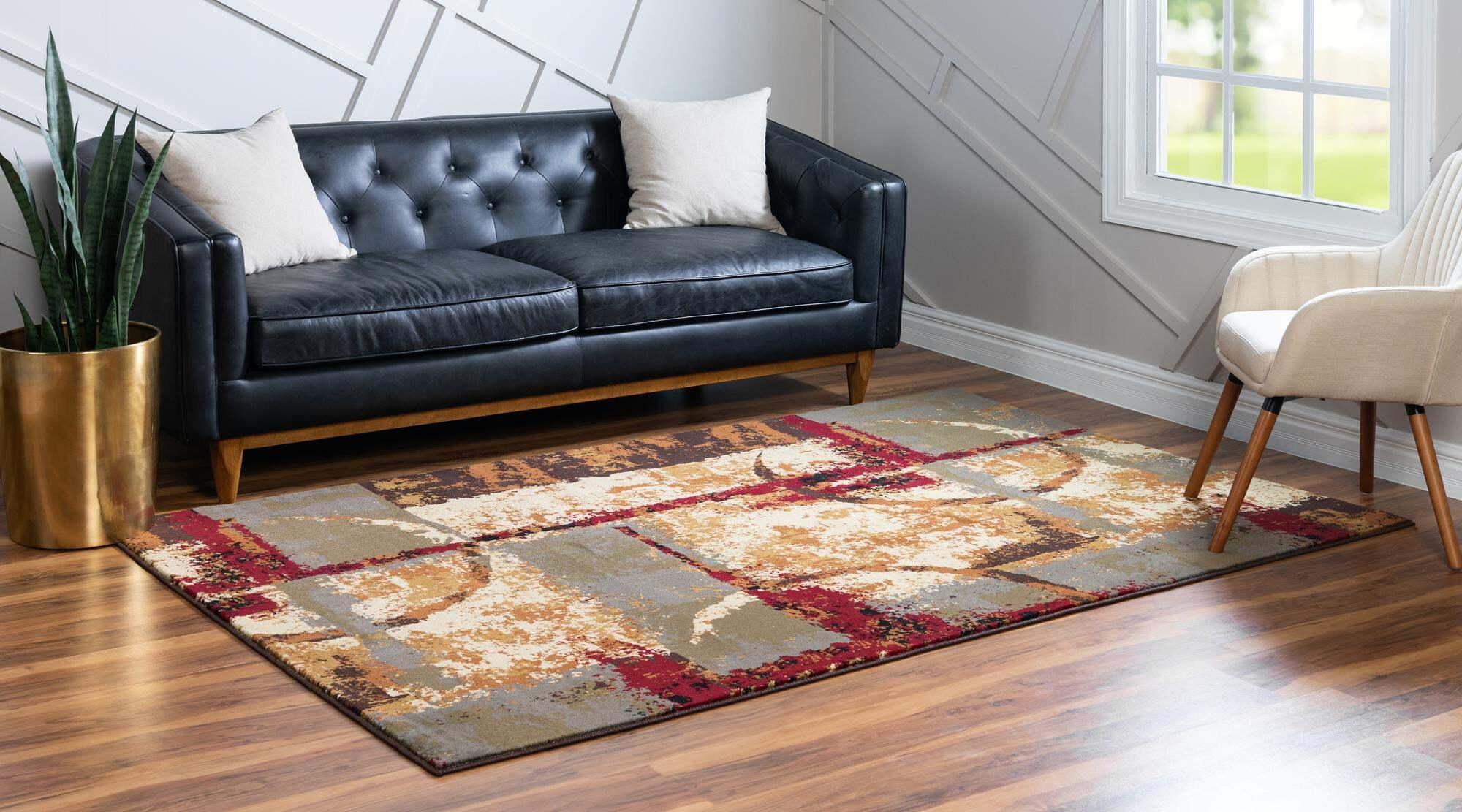 Unique Loom Indoor Rugs - Barista Geometric Rectangular 8x10 Rug Multi & Beige