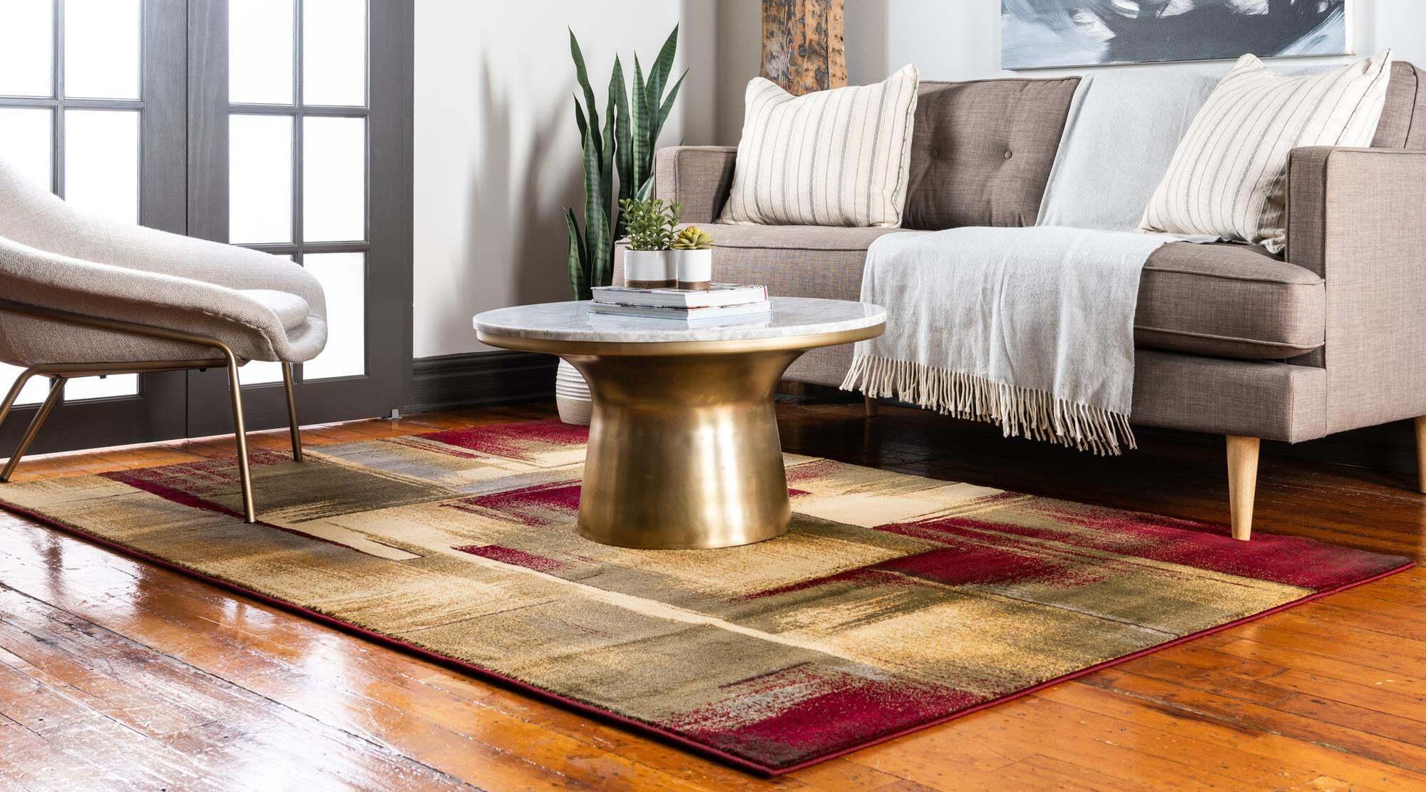 Unique Loom Indoor Rugs - Barista Geometric Rectangular 9x12 Rug Multi & Olive