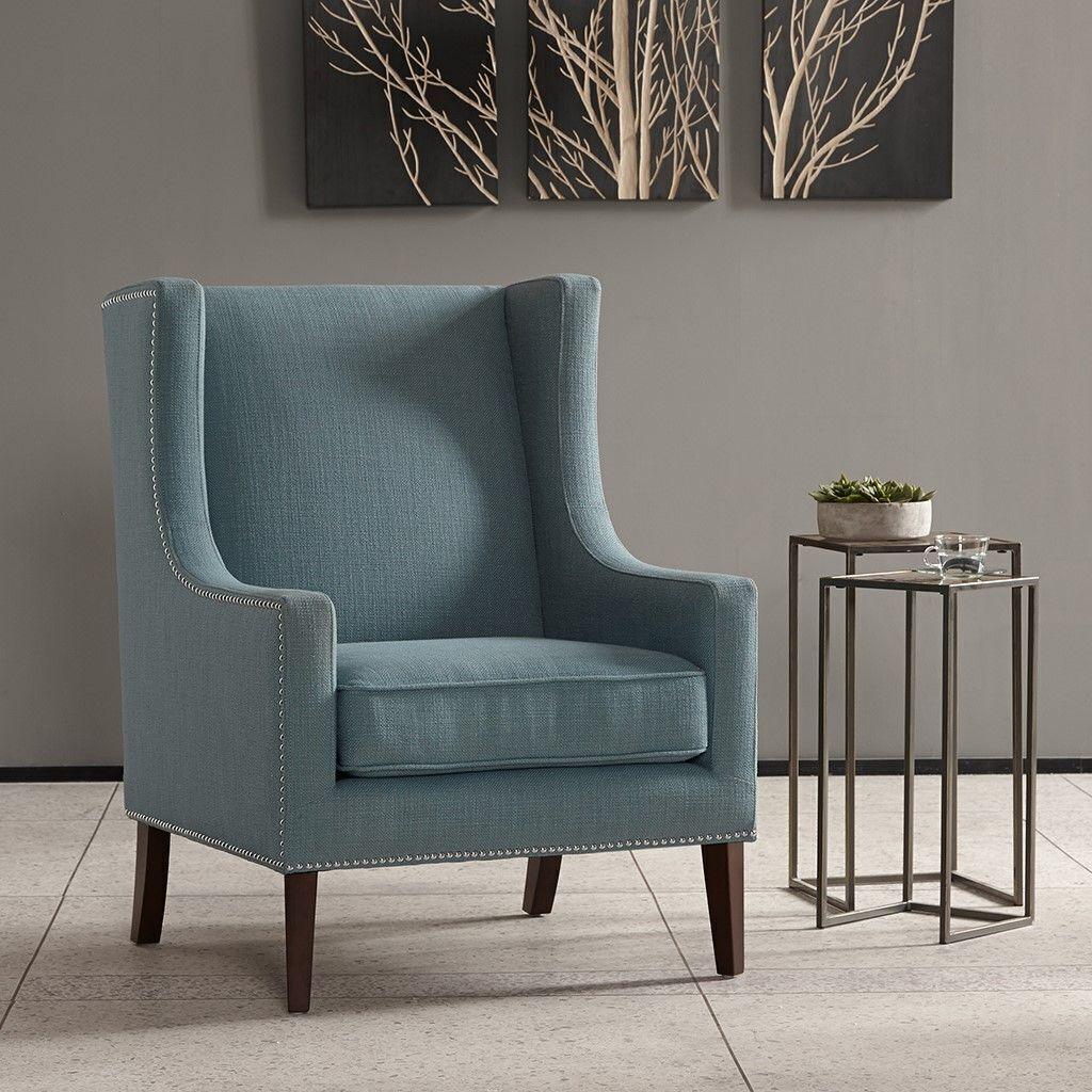 Olliix.com Accent Chairs - Barton Wing Chair Blue