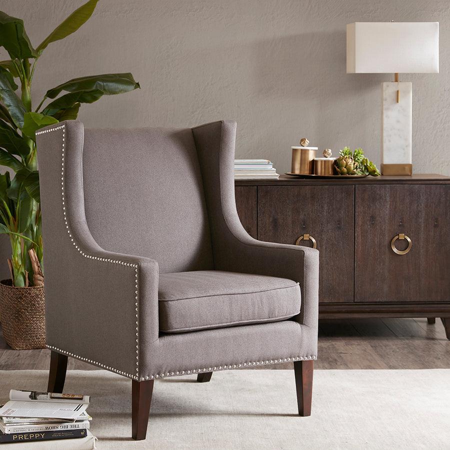 Olliix.com Accent Chairs - Barton Wing Chair Dark Gray