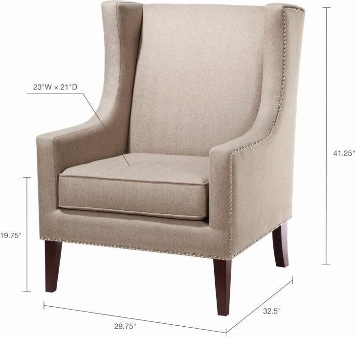 Olliix.com Accent Chairs - Barton Wing Chair Taupe