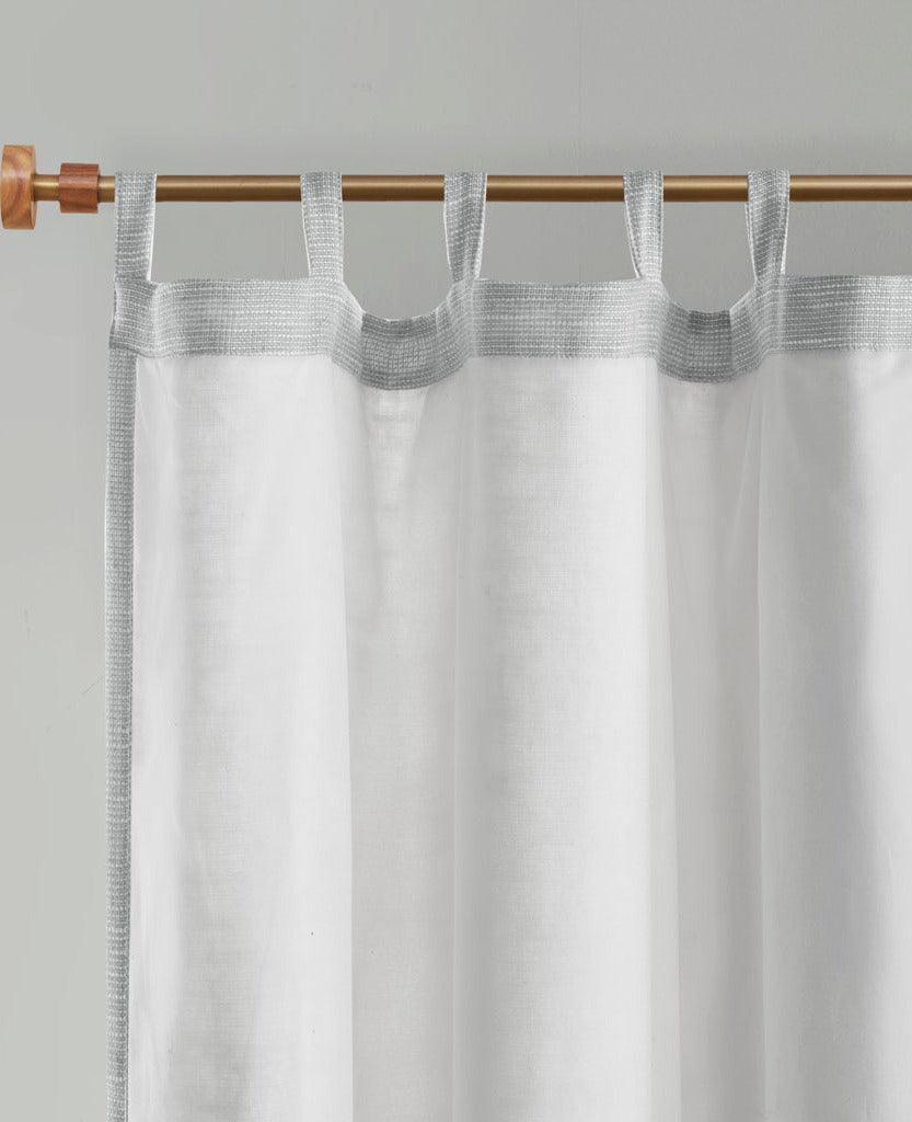 Olliix.com Curtains - Beals 84" Faux Linen Tab Top Panel with Fleece Lining Gray