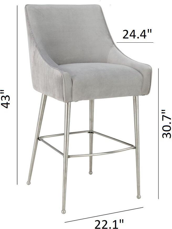 Tov Furniture Barstools - Beatrix Pleated Bar Stool Light Gray