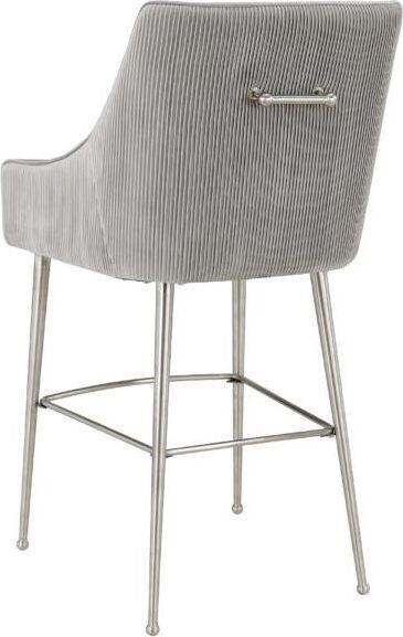 Tov Furniture Barstools - Beatrix Velvet Counter Stool Light Gray