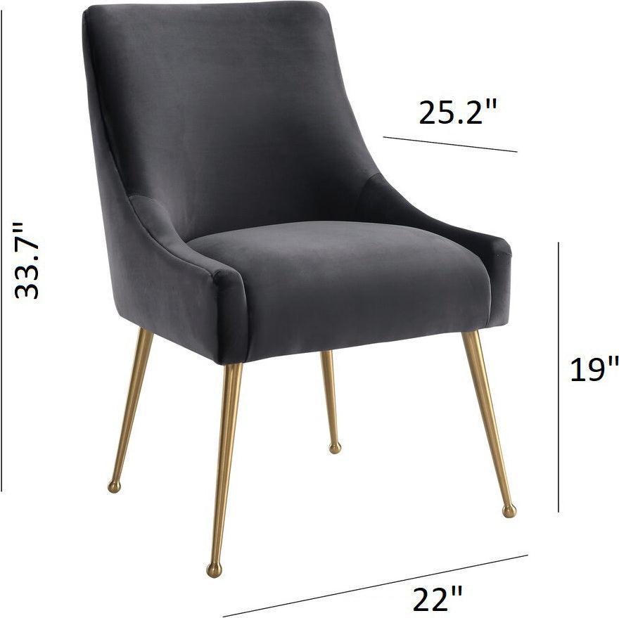 Tov Furniture Dining Chairs - Beatrix Velvet Side Chair Gray & Gold