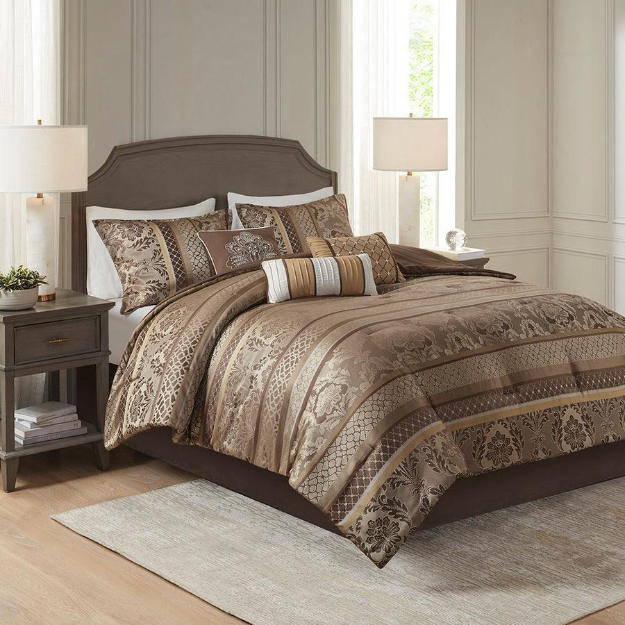 Bedsure King Size Comforter Set - Bedding Set King 7 Pieces, Pintuck Bed in  a Bag Brown Bed Set with Comforters, Sheets, Pillowcases & Shams