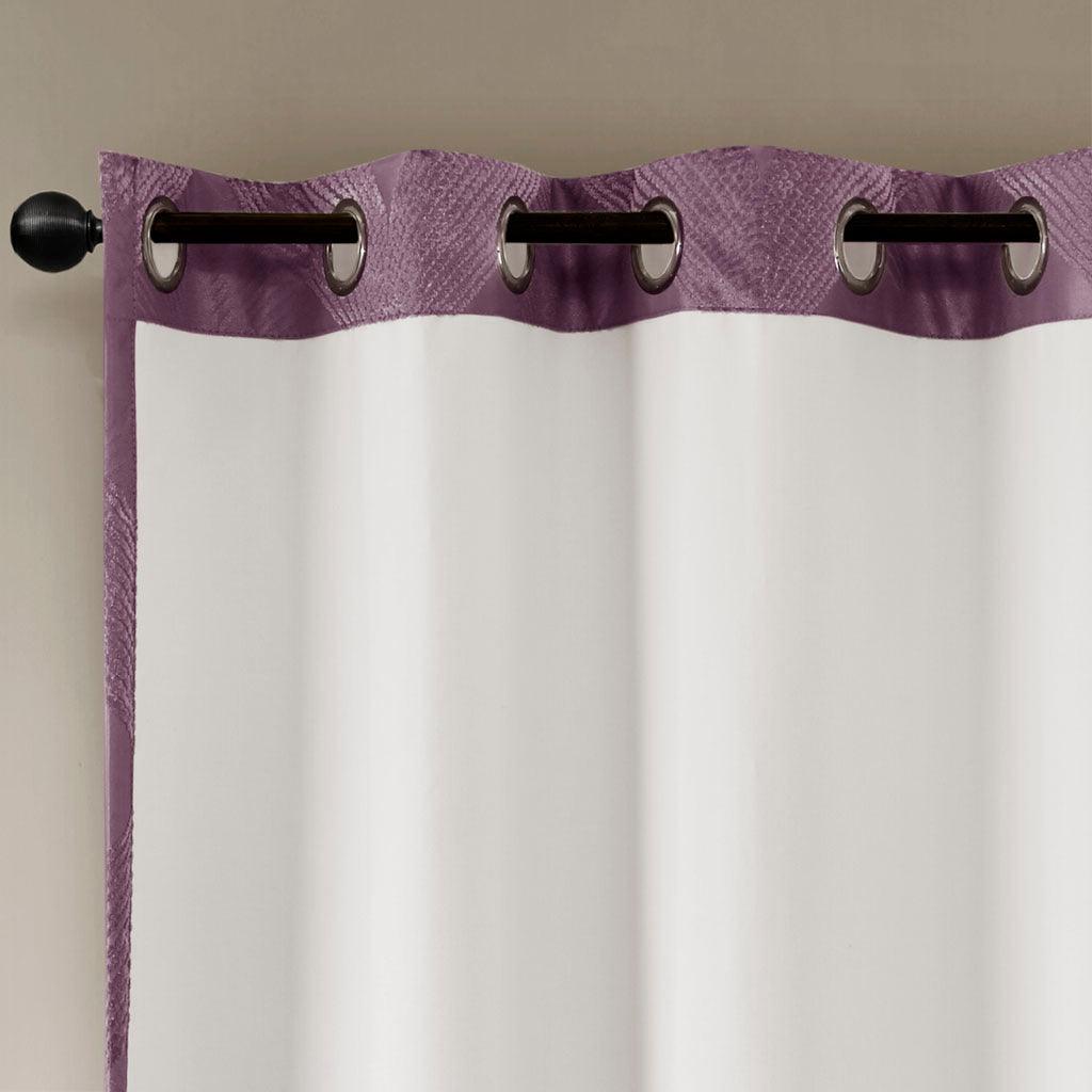 Olliix.com Curtains - Bentley 108 H Ogee Knitted Jacquard Total Blackout Panel Plum