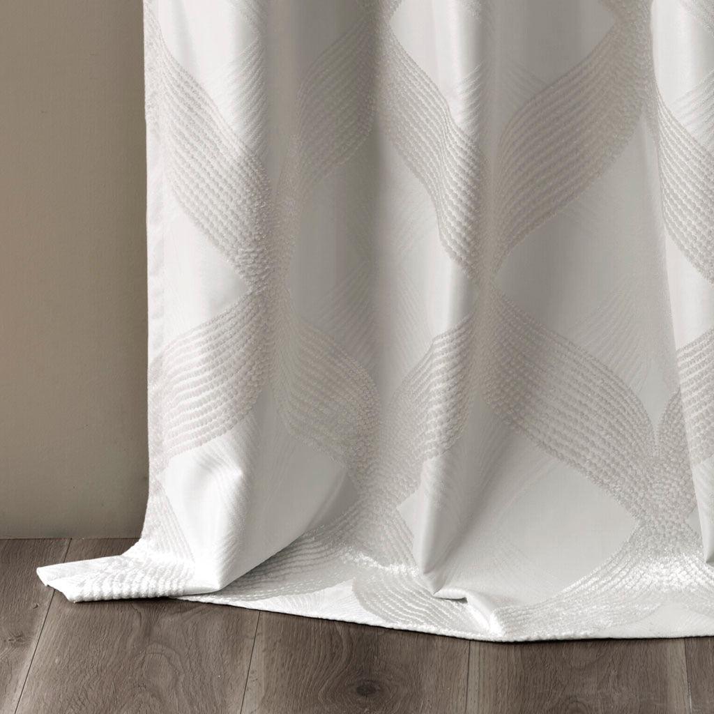 Olliix.com Curtains - Bentley 84 H Ogee Knitted Jacquard Total Blackout Panel Ivory