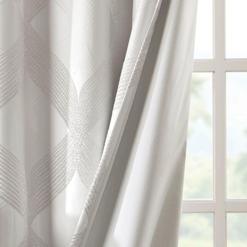 Olliix.com Curtains - Bentley 84 H Ogee Knitted Jacquard Total Blackout Panel Ivory