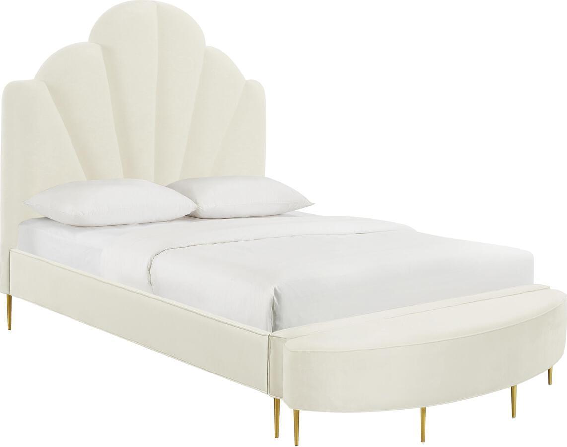 Tov Furniture Beds - Bianca Cream Velvet Bed In Full