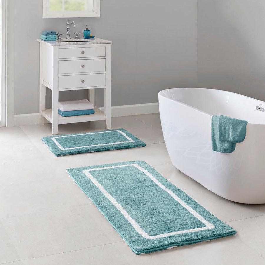 15-Piece Diamond Print Design Brown-Teal High Quality Bathroom Bath Rug Set  Anti Slip Toilet Rug 17x28, Contour Mat 17x17 with Non-Skid Rubber and