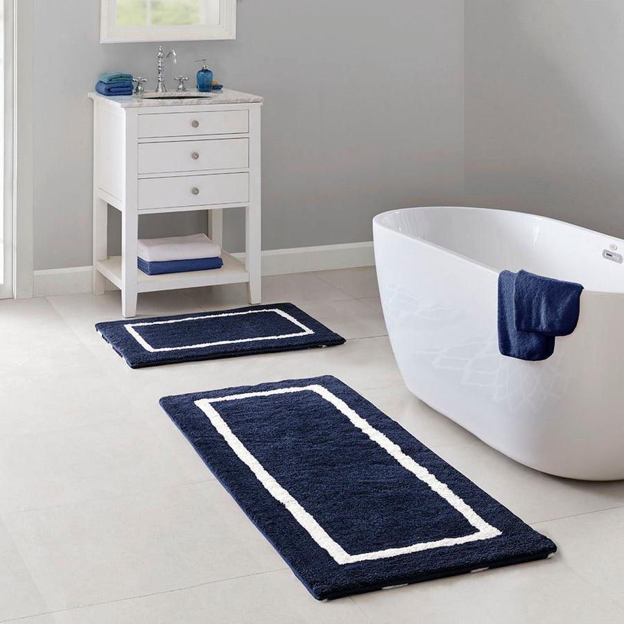 Shop Bittman Reversible High Pile Tufted Bath Rug Navy-MP72-5663