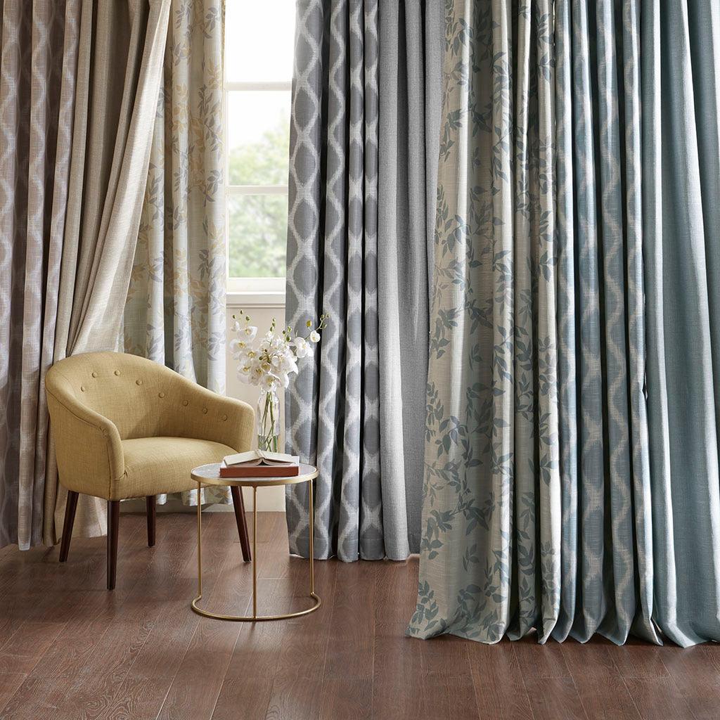 Olliix.com Curtains - Blakesly 100 H Printed Ikat Blackout Patio Curtain Aqua