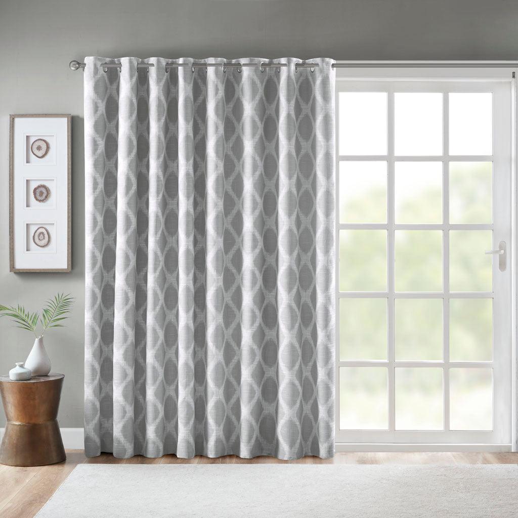 Olliix.com Curtains - Blakesly 100 H Printed Ikat Blackout Patio Curtain Gray