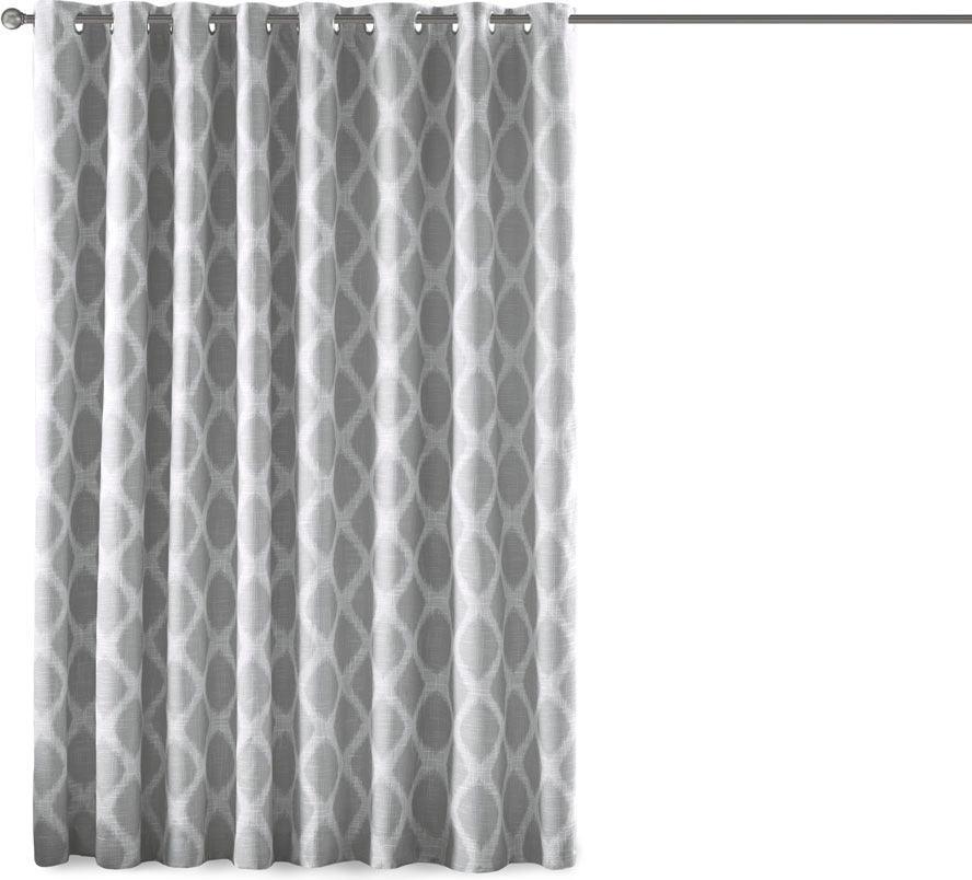 Olliix.com Curtains - Blakesly 100 H Printed Ikat Blackout Patio Curtain Gray