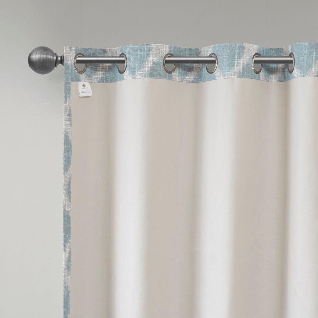 Olliix.com Curtains - Blakesly 84 H Printed Ikat Blackout Panel Aqua