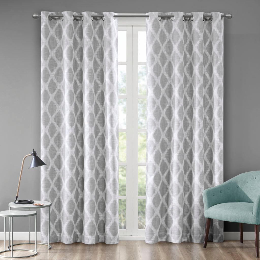 Olliix.com Curtains - Blakesly 84 H Printed Ikat Blackout Panel Gray