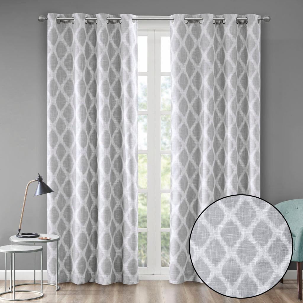 Olliix.com Curtains - Blakesly 84 H Printed Ikat Blackout Panel Gray